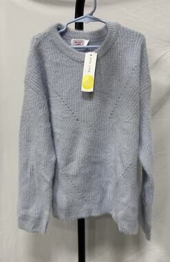 NEW Stitch Fix Bailey Lane Girls Blue Fuzzy Pointelle Pullover Sweater M 8-10